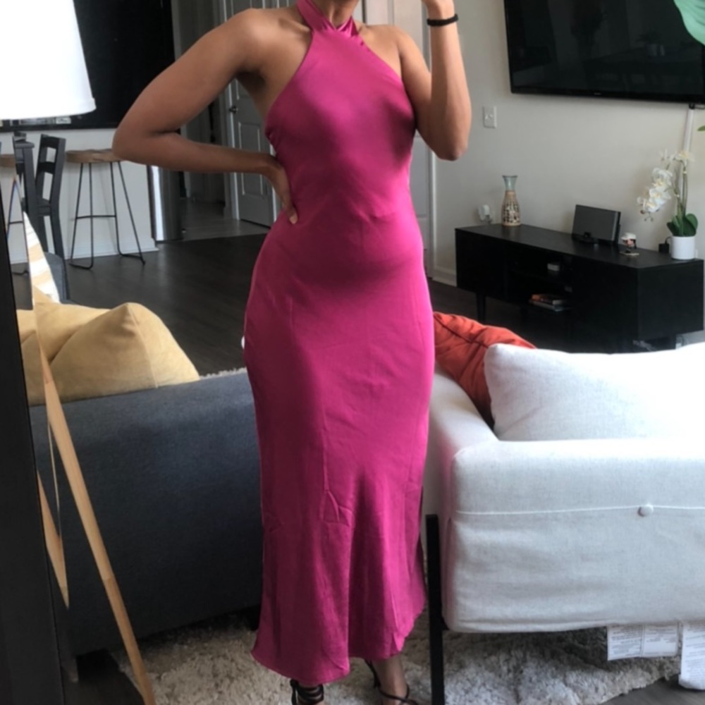 NASTY GAL backless satin midi dress
